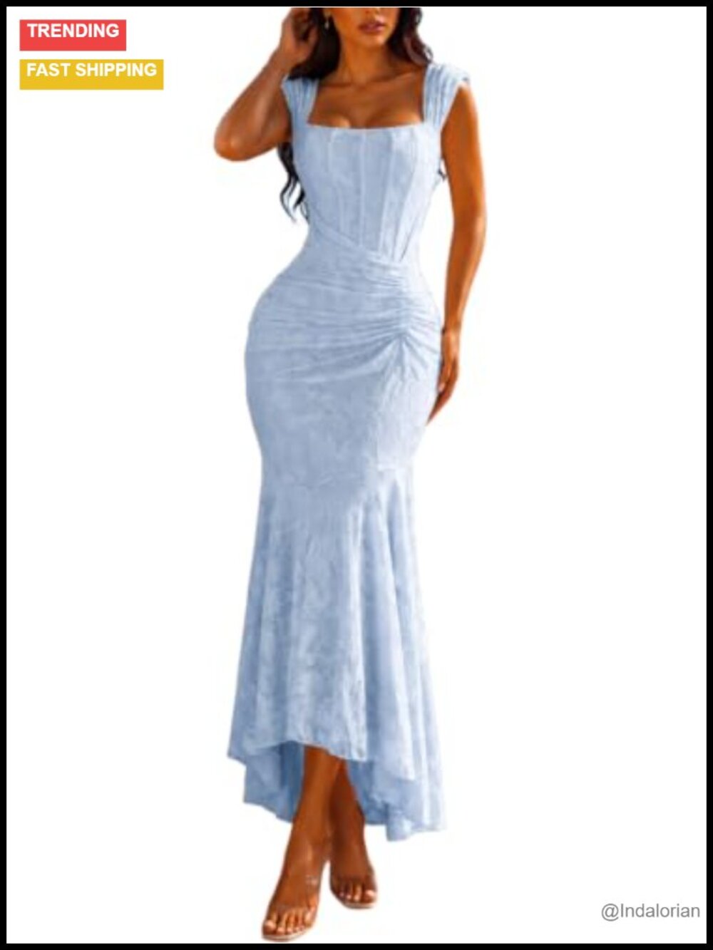 Lace Bodycon Fishtail Midi Dress Ruched Wedding Guest Party
